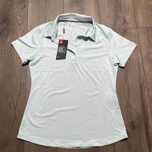 Under armour women’s light blue fitted heat gear polo t-shirt Size M New w/ tags